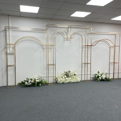 Heavy-Duty Mirror Gold Arch - 3D Stainless Steel Pro Backdrop Stand