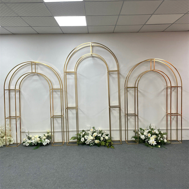 Custom Size Shiny Gold Wedding Arch Ceremony Photo Booth