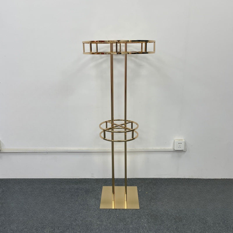 Tall Luxe Gold Floral Tower - Geometric Metal Wedding Centerpiece