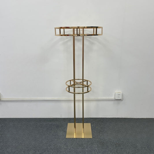 Tall Luxe Gold Floral Tower - Geometric Metal Wedding Centerpiece
