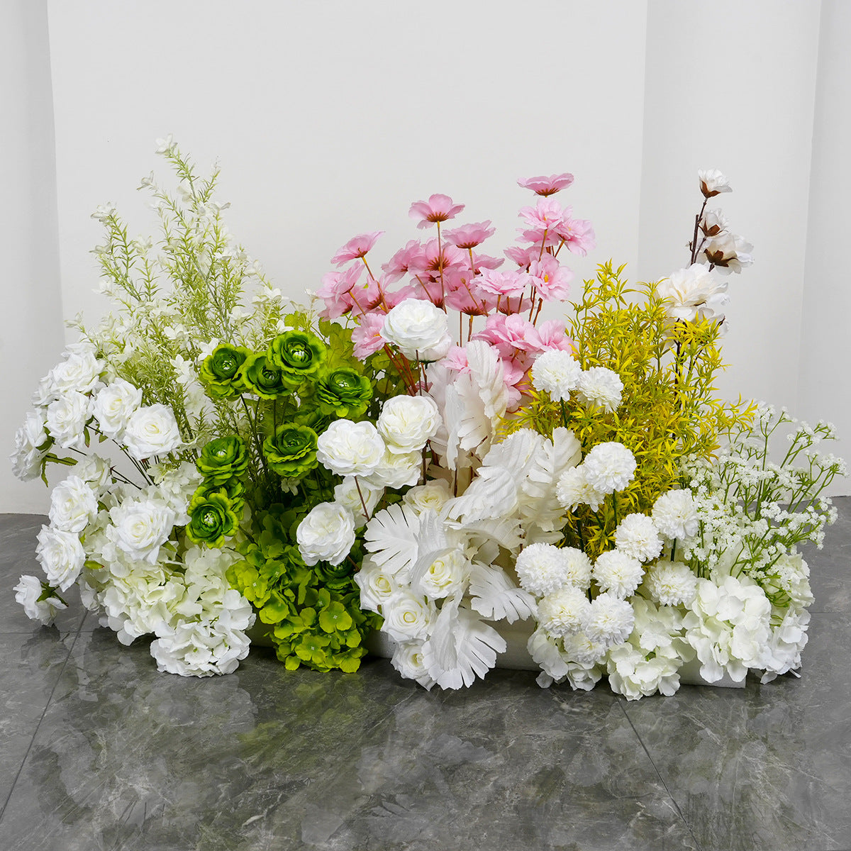 Set of 2 - 2ft Meadow Greenery Floor Flower Row - Factory Custom