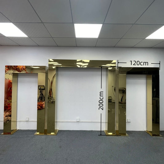 Stainless Steel Wedding Backdrop: Shiny Gold Arch Stand