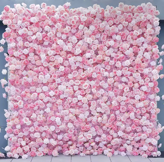 5D Silk Flower Wall - Custom 8x8ft / 4x8ft Backdrop pink