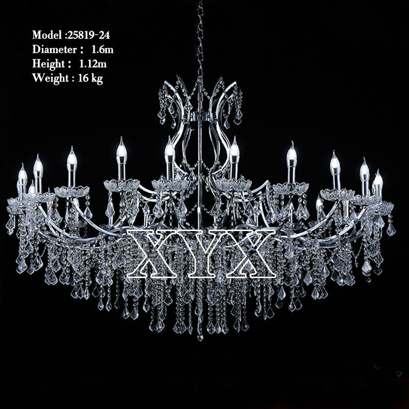 42.5" Chrome 24-Light Grand Chandelier Wedding Stage Decor Custom Factory