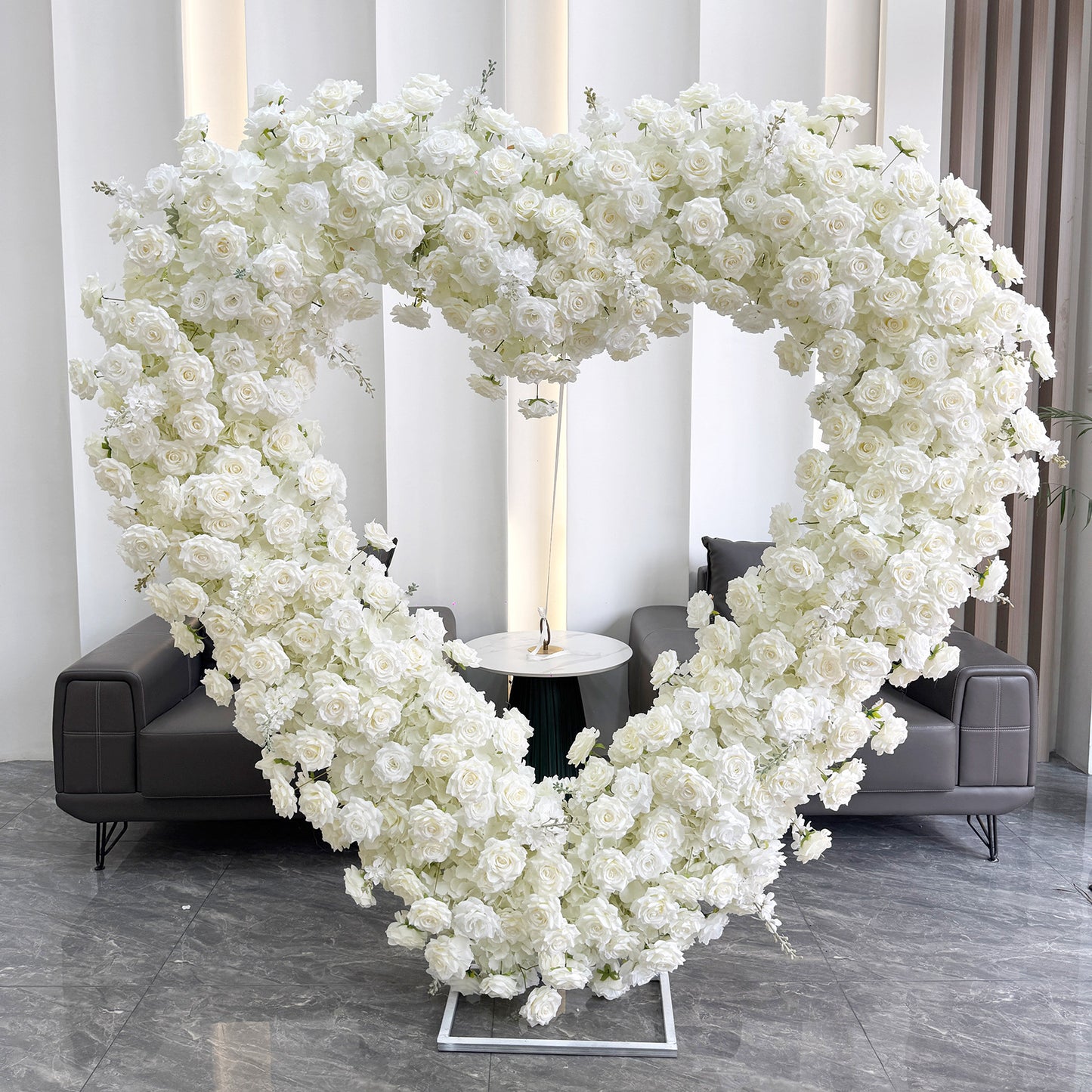 8ft Eternal White Heart Silk Rose Arch - Factory Custom