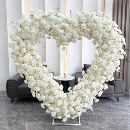 8ft Eternal White Heart Silk Rose Arch - Factory Custom