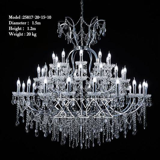 42.5" Chrome 24-Light Grand Chandelier Wedding Stage Decor Custom Factory
