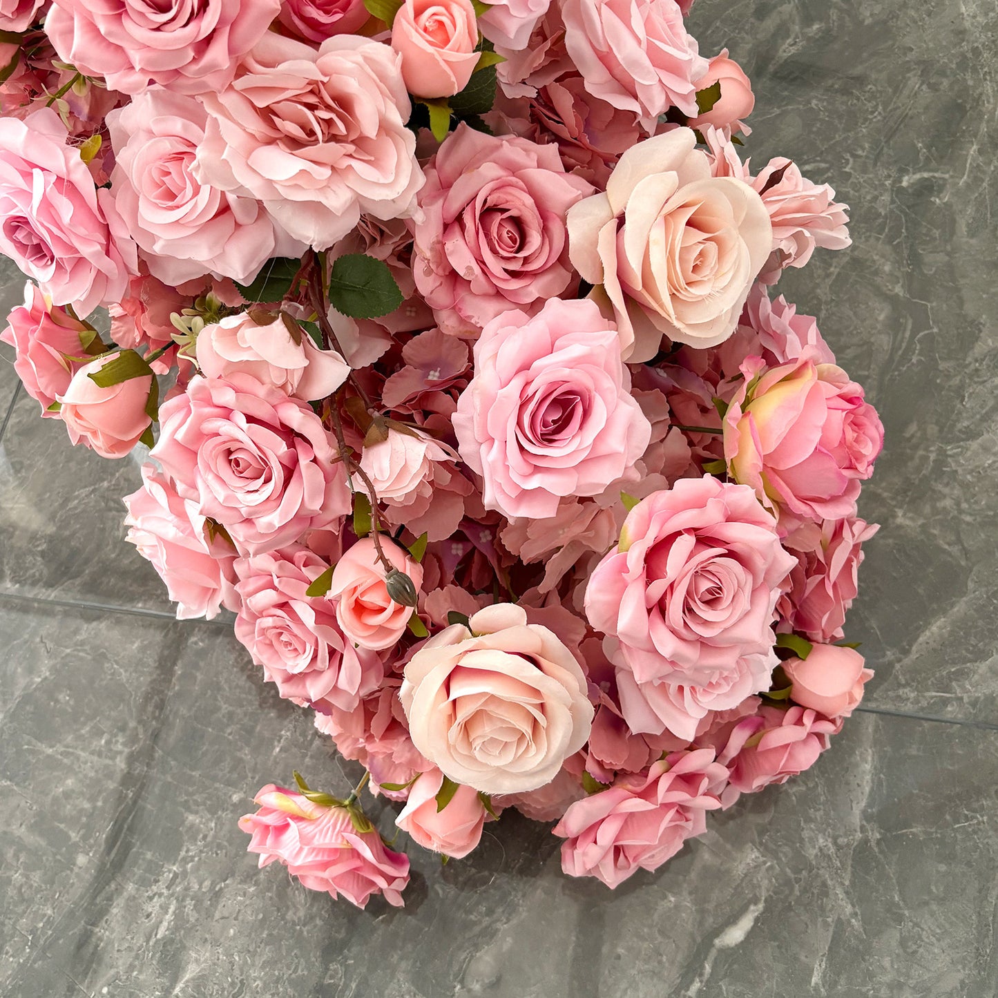 40" Sunset Pink Silk Flower Row - 5D High-Density Table Runner