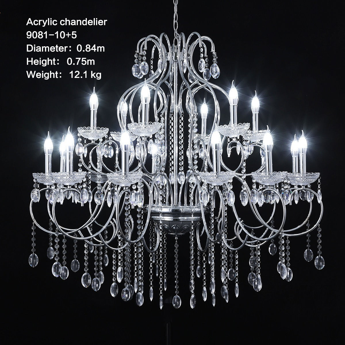 Maria Theresa Silver Chrome Chandelier - Custom Sizes Crystal Pendant