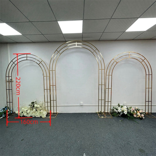 Large Gold Metal Wedding Arch - Luxury Backdrop Stand