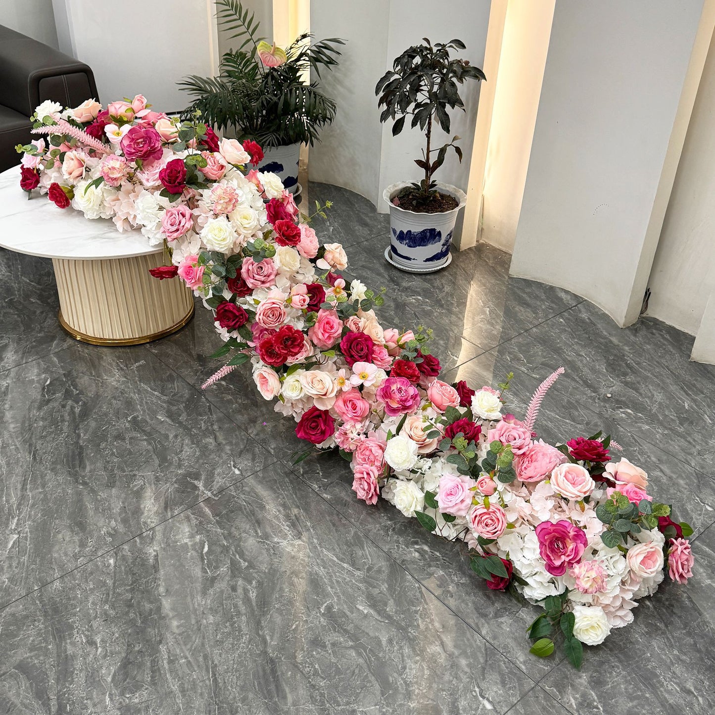 8ft Cascading Real-Touch Silk Floral Runner - Factory Custom