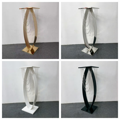 80cm Luxe Gold Floral Tower - Geometric Metal Wedding Centerpiece