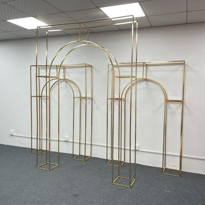 Custom Gold Metal Arch: Rectangular Backdrop for Events