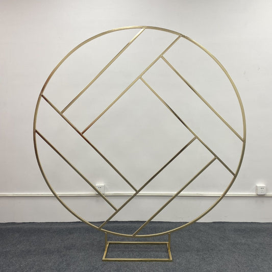 Ins Style Metal Mesh Arch - Gold Round & Heart Backdrop •