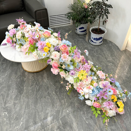 8ft Artificial Silk Flower Row - Wedding Road Guide & Table Runner
