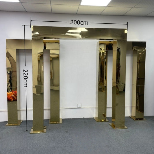 Stainless Steel Wedding Backdrop: Shiny Gold Arch Stand