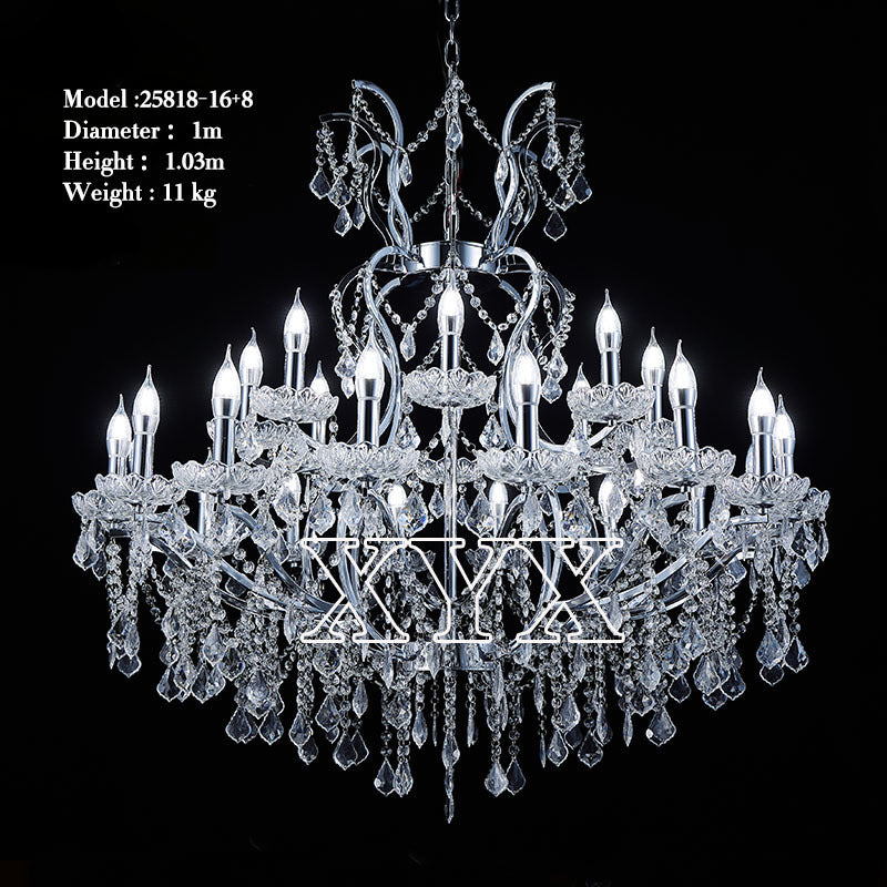 42.5" Chrome 24-Light Grand Chandelier Wedding Event Foyers Factory Direct