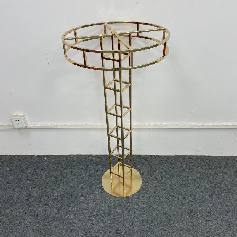 Tall Luxe Gold Floral Tower - Geometric Metal Wedding Centerpiece