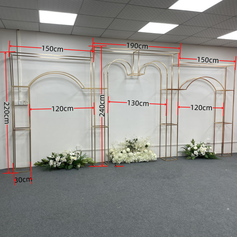 Heavy-Duty Mirror Gold Arch - 3D Stainless Steel Pro Backdrop Stand