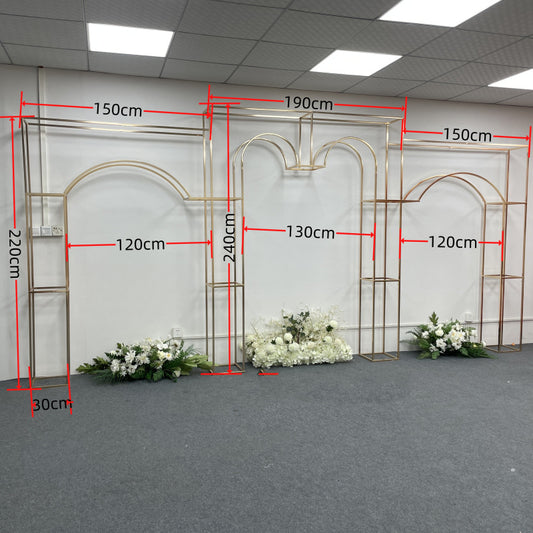 Heavy-Duty Mirror Gold Arch - 3D Stainless Steel Pro Backdrop Stand