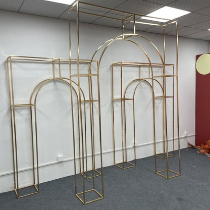 Custom Gold Metal Arch: Rectangular Backdrop for Events