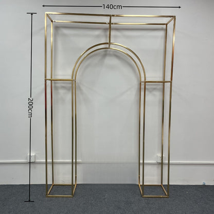 Custom Gold Metal Arch: Rectangular Backdrop for Events