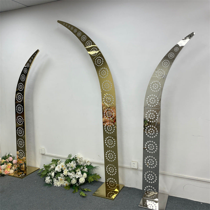 Luxe Shiny Gold Wedding Arch - Heavy-Duty Metal Backdrop Stand