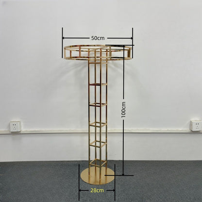 Tall Luxe Gold Floral Tower - Geometric Metal Wedding Centerpiece