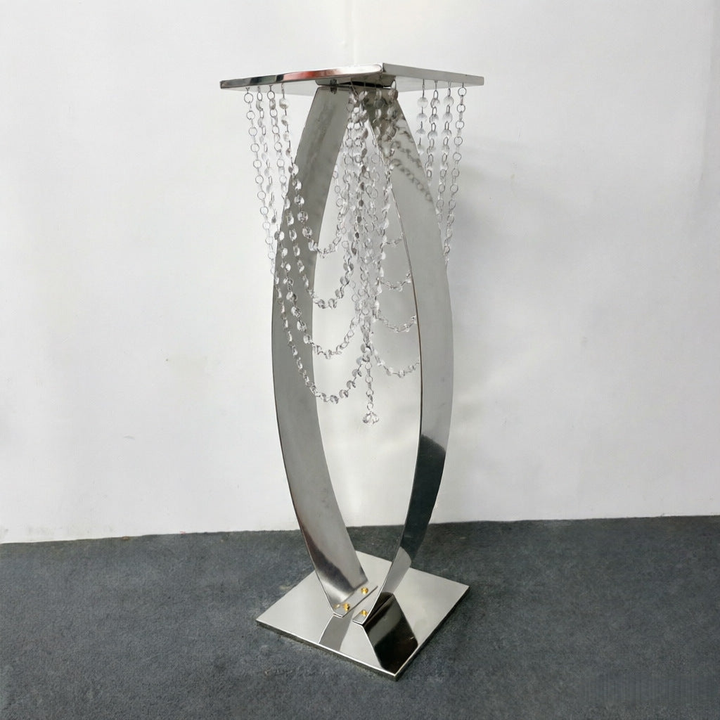 80cm Luxe Gold Floral Tower - Geometric Metal Wedding Centerpiece