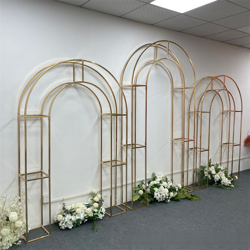 Custom Size Shiny Gold Wedding Arch Ceremony Photo Booth