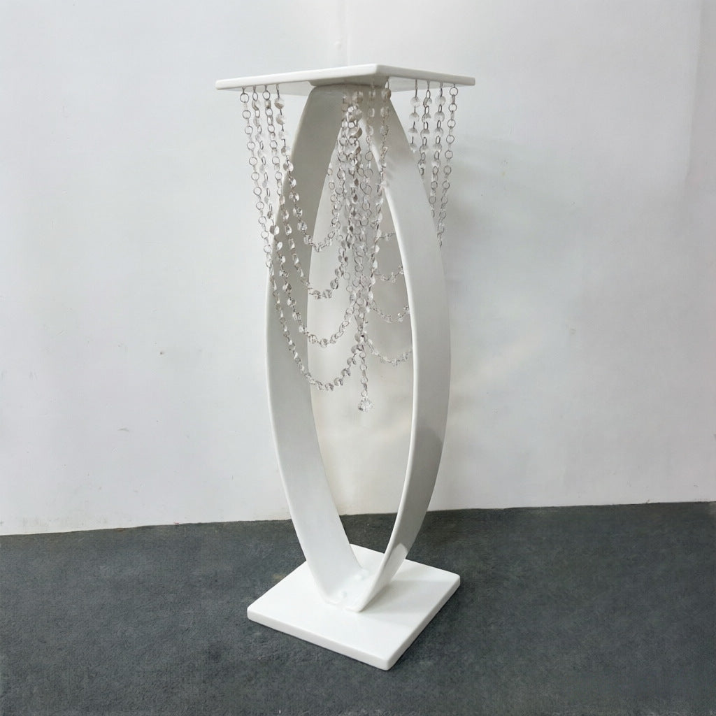 80cm Luxe Gold Floral Tower - Geometric Metal Wedding Centerpiece