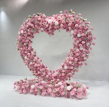 8ft Pink & Red Rose Heart Arch Backdrop