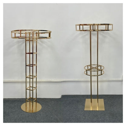 Tall Luxe Gold Floral Tower - Geometric Metal Wedding Centerpiece