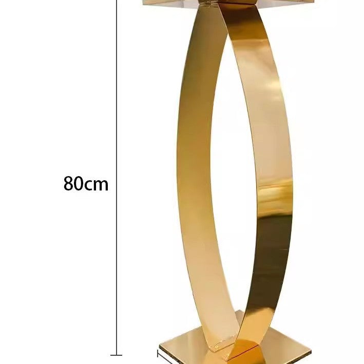 80cm Luxe Gold Floral Tower - Geometric Metal Wedding Centerpiece