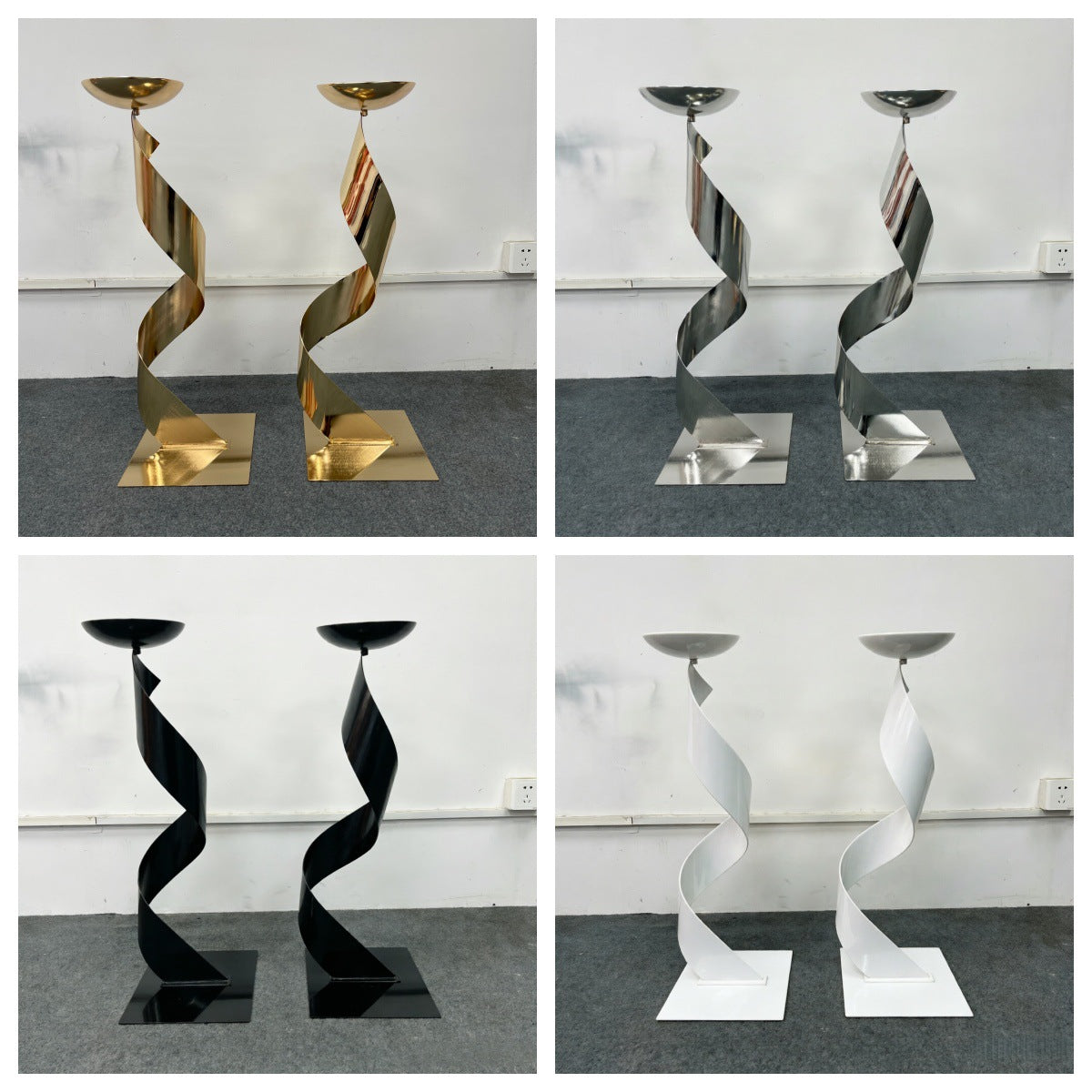 Tall Luxe Gold Floral Tower - Geometric Metal Wedding Centerpiece