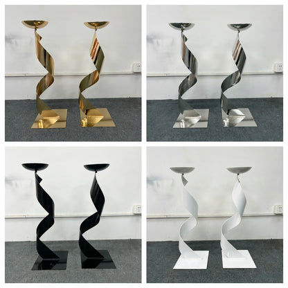 Tall Luxe Gold Floral Tower - Geometric Metal Wedding Centerpiece