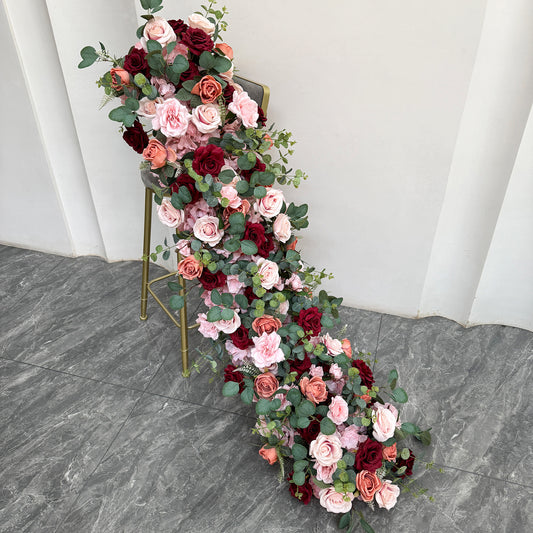 8ft Rose & Hydrangea Silk Floral Row - Arch & Table Runner