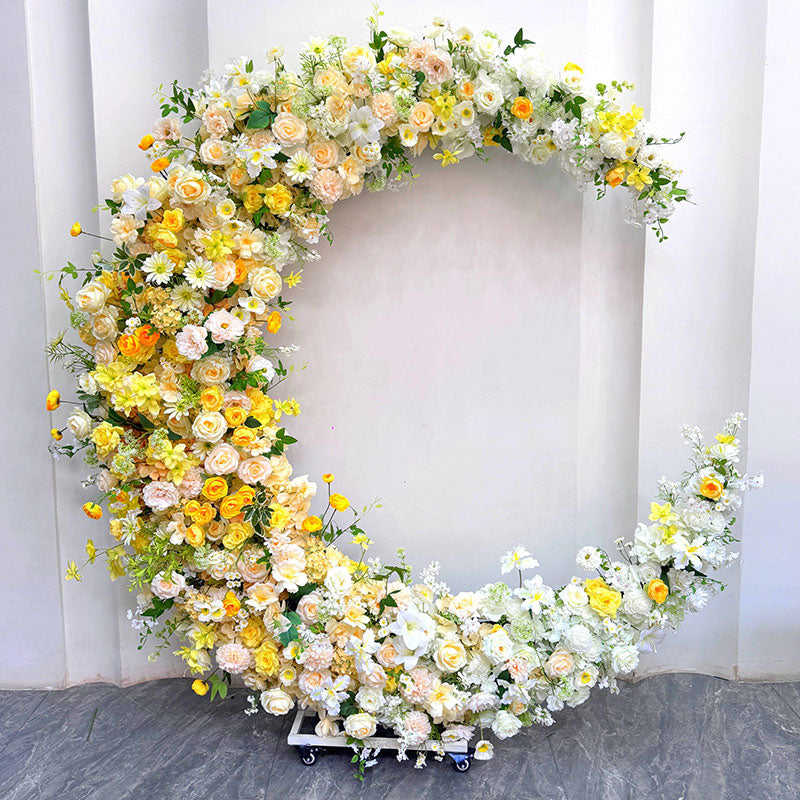 Floral Moon Arch: Artificial Flower Backdrop for Events