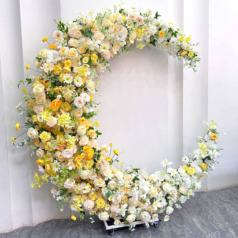 Floral Moon Arch: Artificial Flower Backdrop for Events
