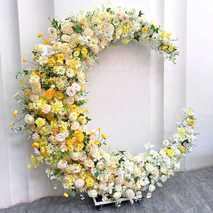 Floral Moon Arch: Artificial Flower Backdrop for Events