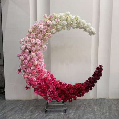 Floral Moon Arch: Artificial Flower Backdrop for Events