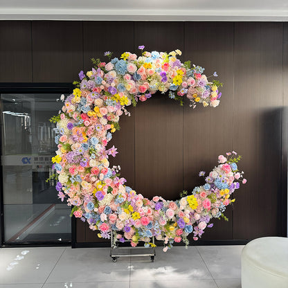 Floral Moon Arch: Artificial Flower Backdrop for Events