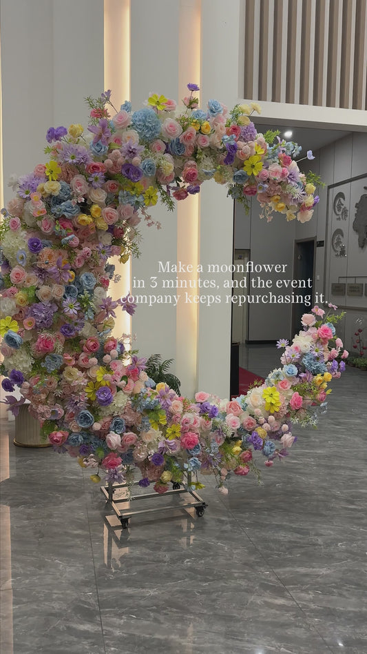 Floral Moon Arch: Artificial Flower Backdrop for Events