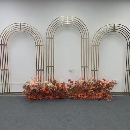 Gold Metal Square Backdrop: Wedding Arch for Events