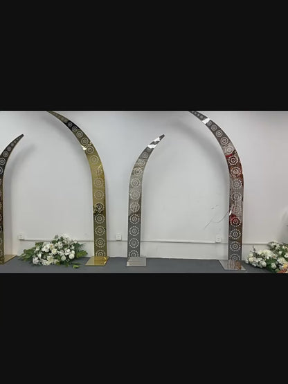 Luxe Shiny Gold Wedding Arch - Heavy-Duty Metal Backdrop Stand