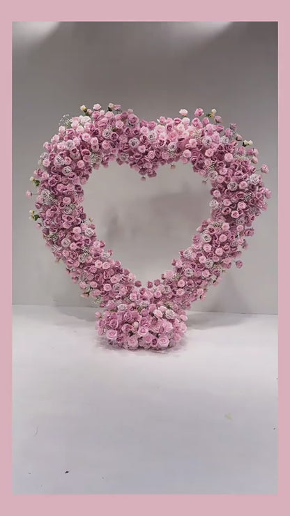 8ft Pink & Red Rose Heart Arch Backdrop