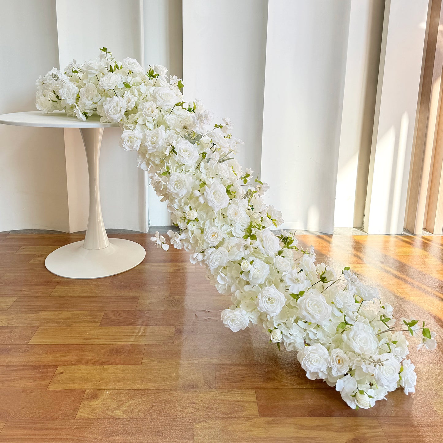 Luxury 8ft Cascading Floral Runner – Real-Touch Silk Wedding Centerpiece