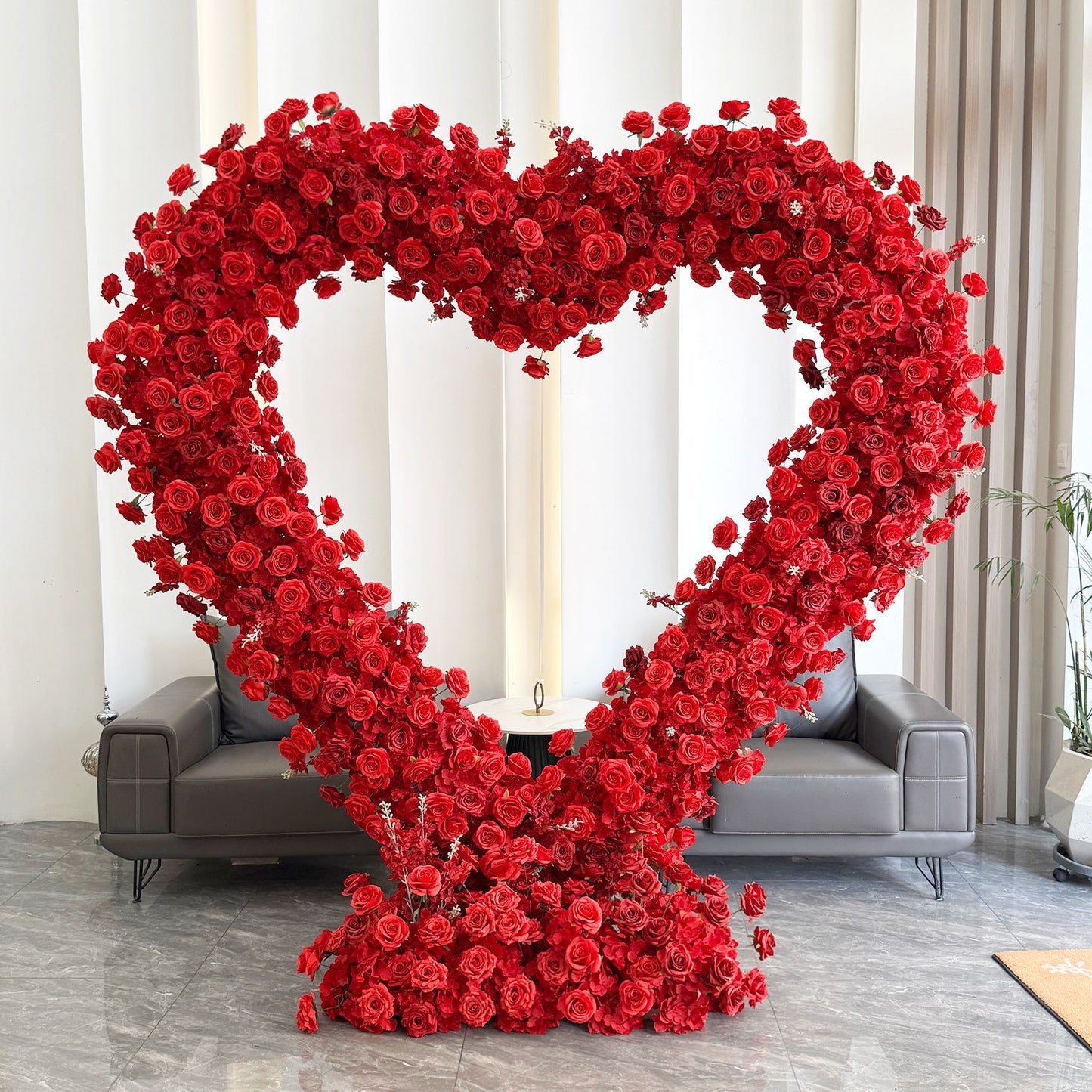 8ft Red Heart-Shaped Rose Floral Arch - Factory Custom