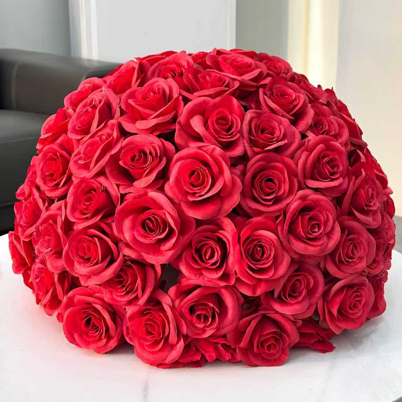 Custom Size Red 3D Silk Flower Ball Wedding Centerpiece Factory Direct