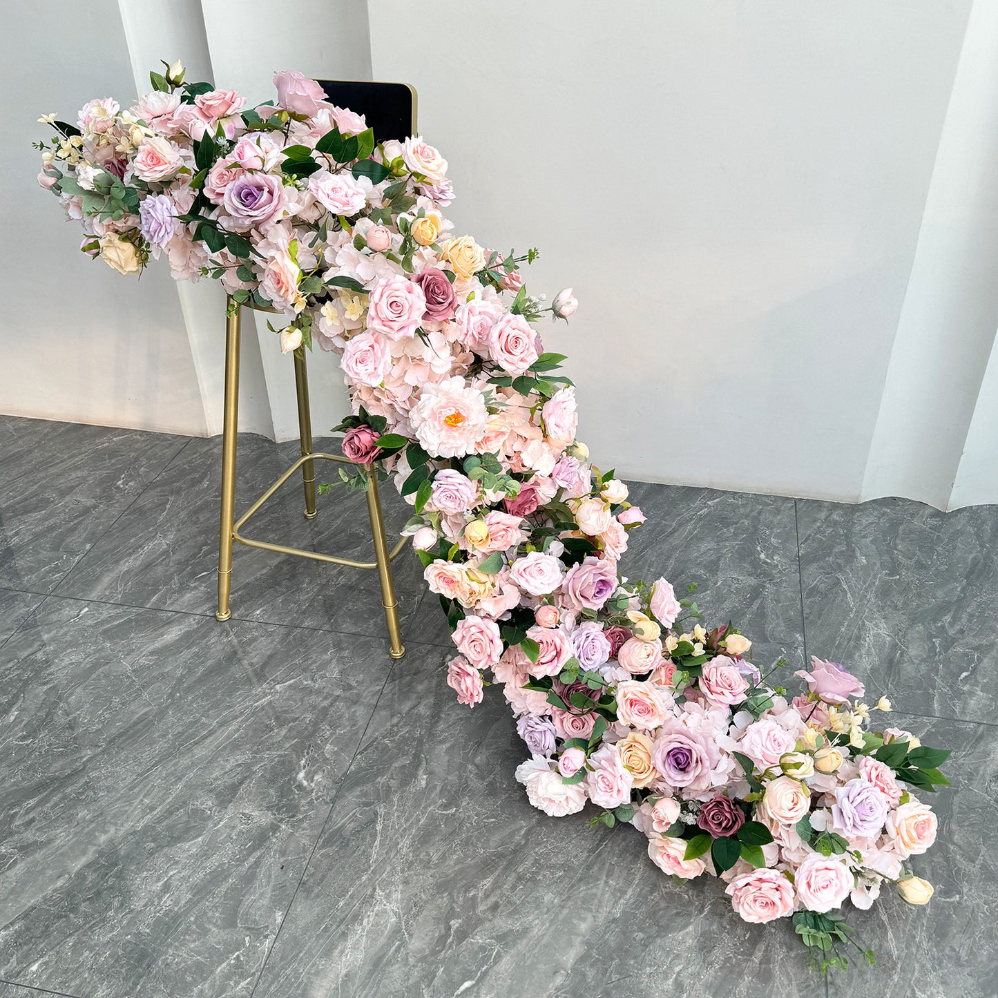 Luxury 8ft Cascading Floral Runner – Real-Touch Silk Wedding Centerpiece